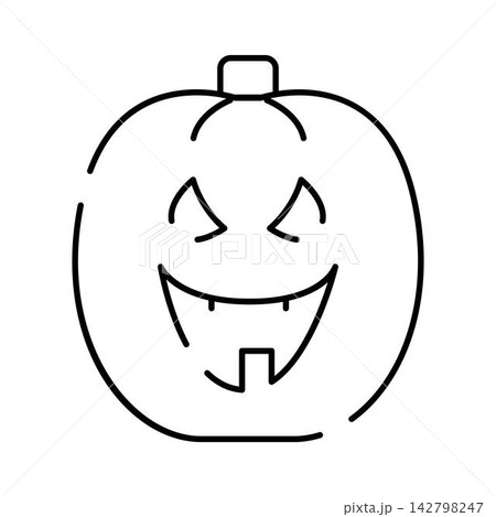 Halloween pumpkin jack o lantern icon line art smiling 142798247