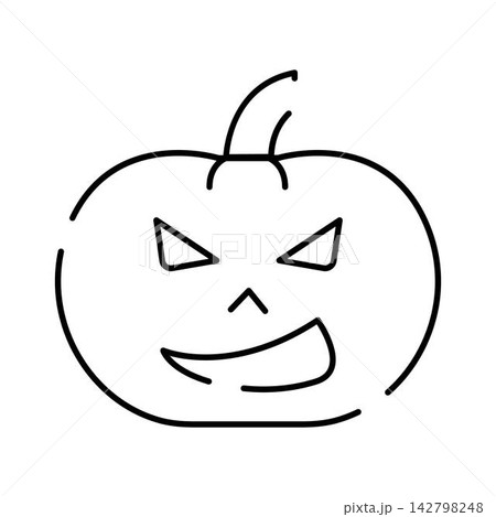 Spooky halloween pumpkin carved face icon outline 142798248