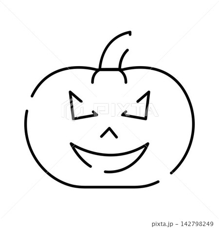 Jack o' lantern pumpkin face line art drawing Jack o' lantern pumpkin face line art drawing 142798249