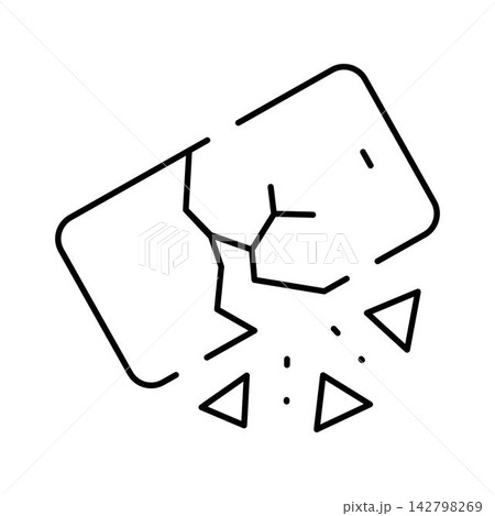 Smartphone with broken screen needing repair icon 142798269