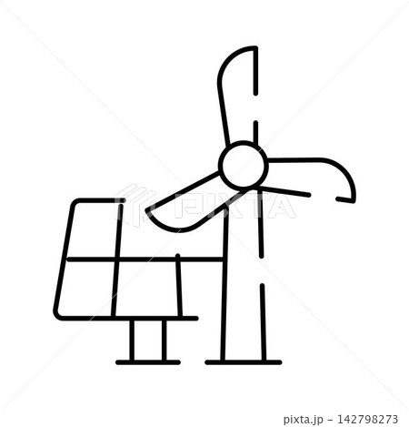 Solar panel and wind turbine generating clean energy 142798273