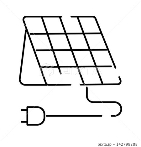 Solar panel icon connecting to electrical plug supplying clean energy Solar panel icon connecting to electrical plug supplying clean energy 142798288