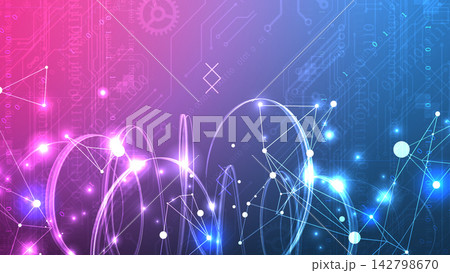 Abstract futuristic technology background with glowing neon spiral, data network and binary code. Vector Abstract futuristic technology background with glowing neon spiral, data network and binary code. Vector 142798670
