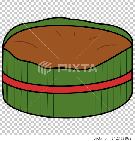 Flat style icon illustration of traditional Chinese nian gao rice cake wrapped in leaf isolated on transparent background. Graphic design element clip art for holiday assets. 142798968