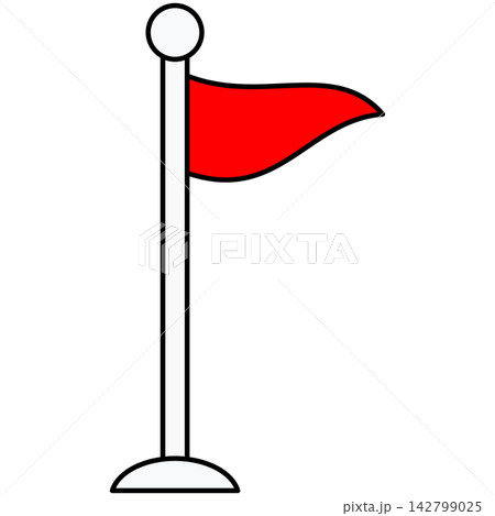 Flat style icon illustration of red flag on silver pole isolated on transparent background. Graphic design element clip art for goal target mark assets. 142799025