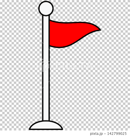 Flat style icon illustration of red flag on silver pole isolated on transparent background. Graphic design element clip art for goal target mark assets. 142799025