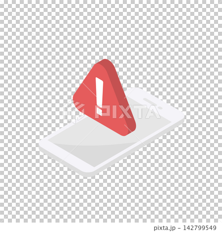 Isometric vector icons representing warnings and alerts on smartphones (alerts, errors, notifications). Isometric vector icons representing warnings and alerts on smartphones (alerts, errors, notifications). 142799549