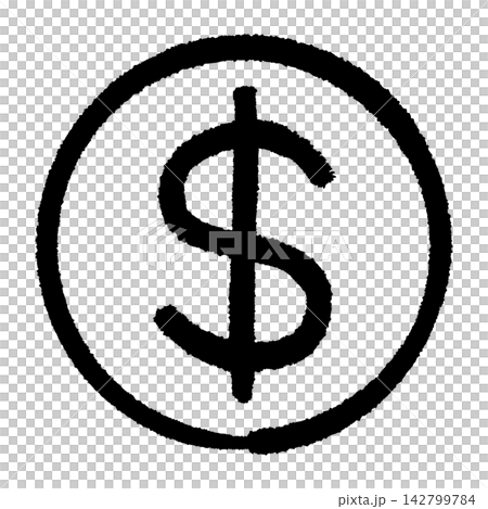 ドルマークを丸で囲んだ手描きアイコン ドルマークを丸で囲んだ手描きアイコン 142799784