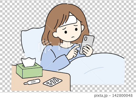 A woman calls her workplace to report she will be absent due to illness. A woman calls her workplace to report she will be absent due to illness. 142800048