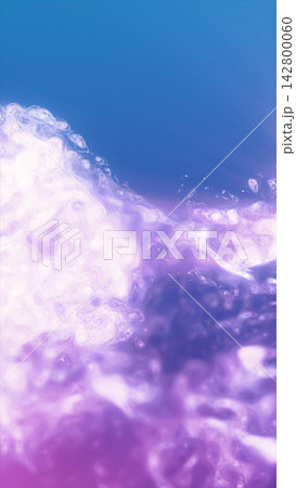 Purple translucent fluid cloud on a blue background, forming an abstract glowing plasma wave with soft ethereal motion. Purple translucent fluid cloud on a blue background, forming an abstract glowing plasma wave with soft ethereal motion. 142800060
