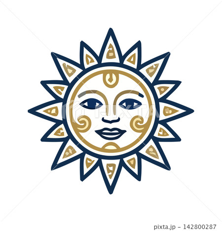 Modern abstract sun emblem logo design, symbolizing energy and vitality. 142800287