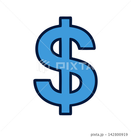 Simple, modern illustration of a financial dollar sign icon perfect for banking, investment, or commerce related designs. 142800919