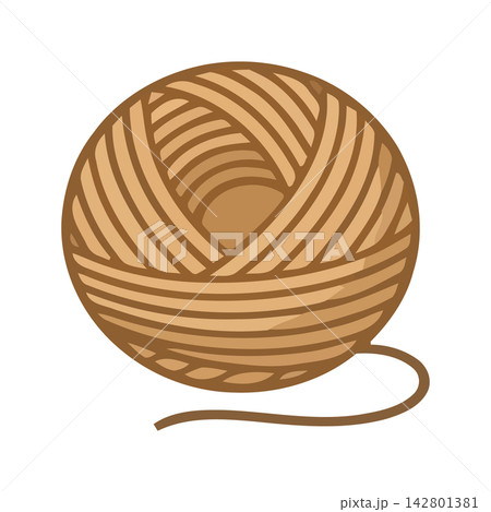 A stylized illustration of a natural yarn ball, perfect for knitting, weaving, or craft projects. A stylized illustration of a natural yarn ball, perfect for knitting, weaving, or craft projects. 142801381