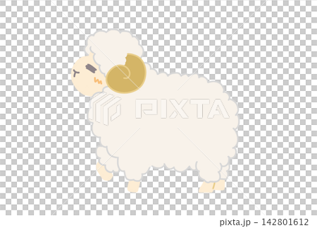 Cute sheep character illustration 2 New Year's card material Cute sheep character illustration 2 New Year's card material 142801612