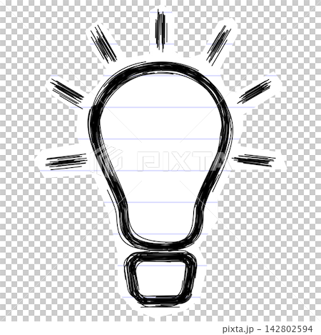 Flat style icon illustration of sketchy paper lightbulb idea doodle isolated on transparent background. Graphic design element clip art for creativity assets. Flat style icon illustration of sketchy paper lightbulb idea doodle isolated on transparent background. Graphic design element clip art for creativity assets. 142802594