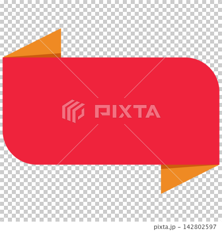 Flat style icon illustration of red and orange folded ribbon speech box isolated on transparent background. Graphic design element clip art for sale label text space assets. Flat style icon illustration of red and orange folded ribbon speech box isolated on transparent background. Graphic design element clip art for sale label text space assets. 142802597