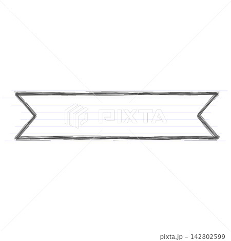 Flat style icon illustration of sketchy paper ribbon banner doodle isolated on transparent background. Graphic design element clip art for note tag text space assets. 142802599
