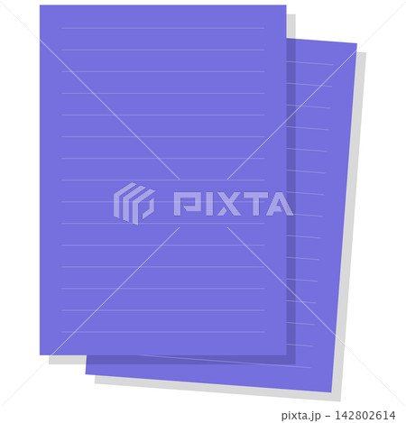 Flat style icon illustration of blue stack of lined sticky note papers isolated on transparent background. Graphic design element clip art for memo text space assets. 142802614