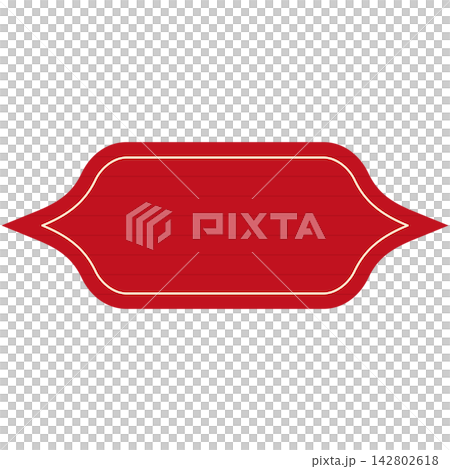 Flat style icon illustration of red vintage decorative frame label badge isolated on transparent background. Graphic design element clip art for sale tag text space assets. Flat style icon illustration of red vintage decorative frame label badge isolated on transparent background. Graphic design element clip art for sale tag text space assets. 142802618