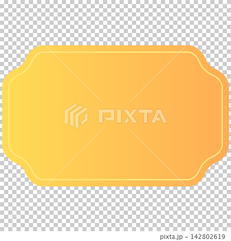 Flat style icon illustration of yellow rounded vintage label frame isolated on transparent background. Graphic design element clip art for tag text space assets. Flat style icon illustration of yellow rounded vintage label frame isolated on transparent background. Graphic design element clip art for tag text space assets. 142802619
