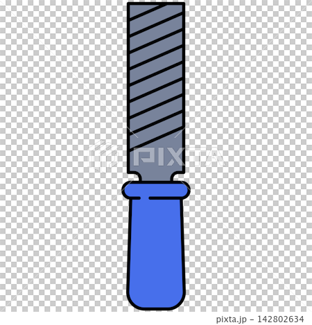 Flat style icon illustration of metal file tool with blue handle isolated on transparent background. Graphic design element clip art for rasp filing craft assets. Flat style icon illustration of metal file tool with blue handle isolated on transparent background. Graphic design element clip art for rasp filing craft assets. 142802634