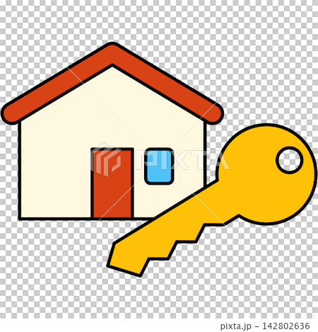 Flat style icon illustration of house with key isolated on transparent background. Graphic design element clip art for home security real estate mortgage assets. Flat style icon illustration of house with key isolated on transparent background. Graphic design element clip art for home security real estate mortgage assets. 142802636