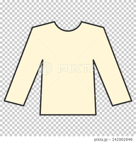Flat style icon illustration of a cream long sleeve shirt top isolated on transparent background. Colorful graphic design element clip art for fashion apparel assets. Flat style icon illustration of a cream long sleeve shirt top isolated on transparent background. Colorful graphic design element clip art for fashion apparel assets. 142802646