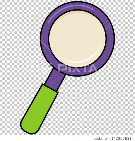 Flat style icon illustration of purple magnifying glass search tool isolated on transparent background. Graphic design element clip art for find inspection assets. Flat style icon illustration of purple magnifying glass search tool isolated on transparent background. Graphic design element clip art for find inspection assets. 142802651