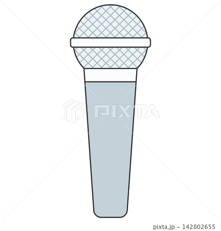 Flat style icon illustration of a silver microphone isolated on transparent background. Colorful graphic design element clip art for audio music concert assets. Flat style icon illustration of a silver microphone isolated on transparent background. Colorful graphic design element clip art for audio music concert assets. 142802655