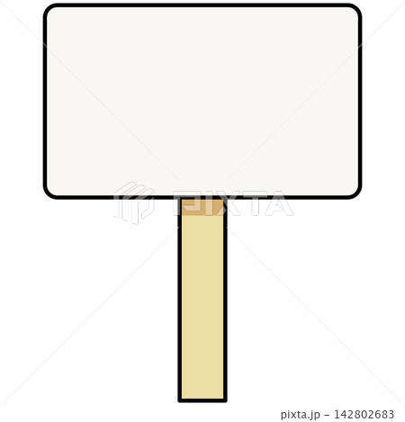 Flat style icon illustration of blank wooden placard signpost isolated on transparent background. Graphic design element clip art for announcement text space assets. 142802683