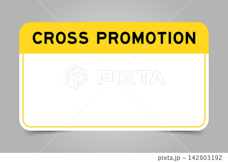 Label banner that have yellow headline with word cross promotion and white copy space, on gray background Label banner that have yellow headline with word cross promotion and white copy space, on gray background 142803192