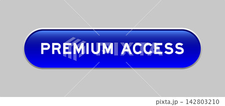 Blue color capsule shape button with word premium access on gray background Blue color capsule shape button with word premium access on gray background 142803210
