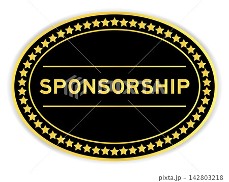 Black and gold color oval label sticker with word sponsorship on white background Black and gold color oval label sticker with word sponsorship on white background 142803218