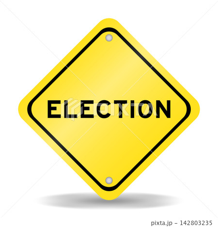 Yellow color transportation sign with word election on white background 142803235