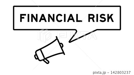Megaphone icon with speech bubble in word financial risk on white background 142803237