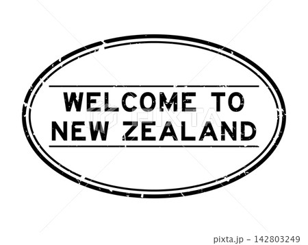 Grunge black welcome to new zealand word oval rubber seal stamp on white background 142803249