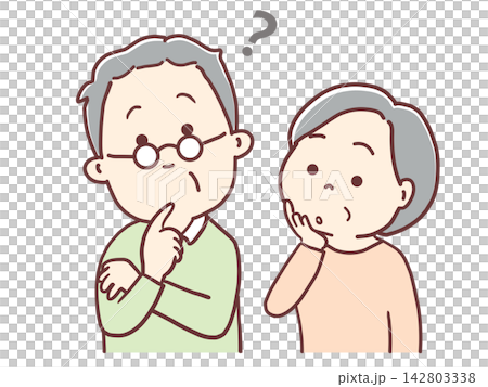 Thinking elderly men and women Thinking elderly men and women 142803338