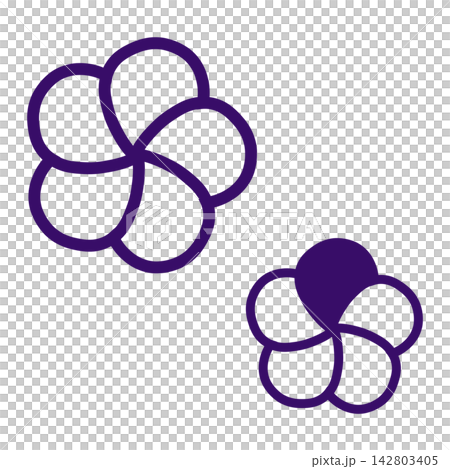Illustration of a twisted plum blossom in dark purple 142803405