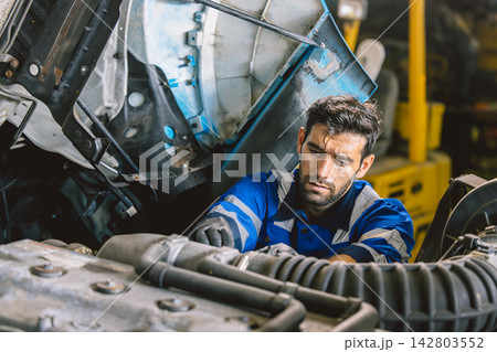 Hispanic Mechanic Truck Car Service Maintenance Auto Repair Garage Workshop Technician Worker 142803552