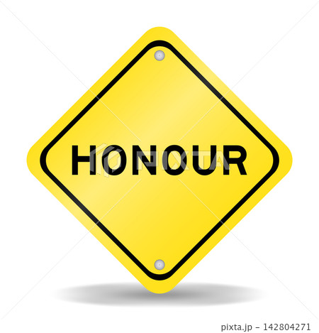 Yellow color transportation sign with word honour on white background 142804271