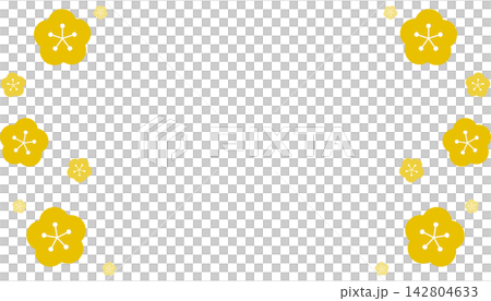 黃色簡單花框 黃色簡單花框 142804633