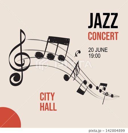 Jazz Concert poster template with treble clef and music notes vector illustration Jazz Concert poster template with treble clef and music notes vector illustration 142804899