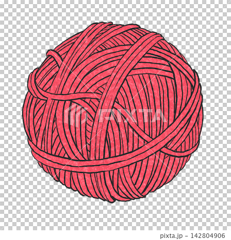 Illustration of a ball of red yarn 142804906