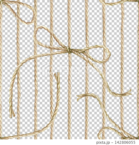 Rope lines with bow knot seamless pattern hand painted with watercolor isolated on white background Rope lines with bow knot seamless pattern hand painted with watercolor isolated on white background 142806055