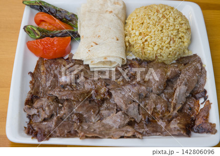 delicious turkish kebab on a table 142806096