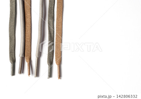 Shoelace on a white background. Copy space Shoelace on a white background. Copy space 142806332