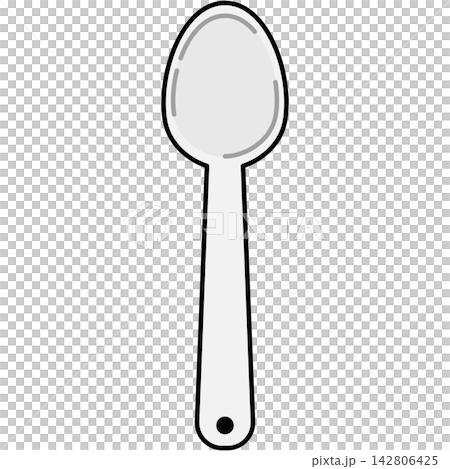 Flat style icon illustration of white metallic spoon isolated on transparent background. Graphic design element clip art for dining cutlery kitchenware assets. Flat style icon illustration of white metallic spoon isolated on transparent background. Graphic design element clip art for dining cutlery kitchenware assets. 142806425