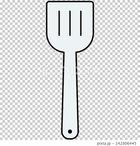 Flat style icon illustration of white slotted spatula flipper isolated on transparent background. Graphic design element clip art for cookware frying kitchenware assets. Flat style icon illustration of white slotted spatula flipper isolated on transparent background. Graphic design element clip art for cookware frying kitchenware assets. 142806445