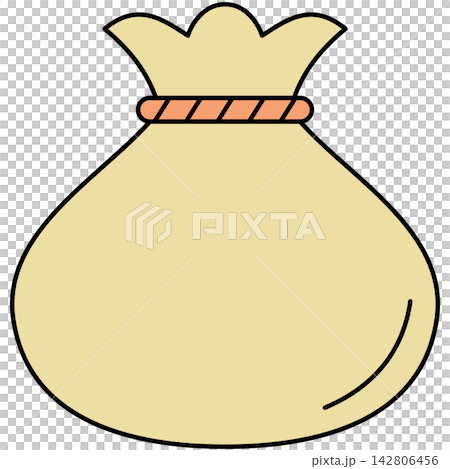 Flat style icon illustration of tied money bag pouch isolated on transparent background. Graphic design element clip art for wealth financial savings assets. Flat style icon illustration of tied money bag pouch isolated on transparent background. Graphic design element clip art for wealth financial savings assets. 142806456