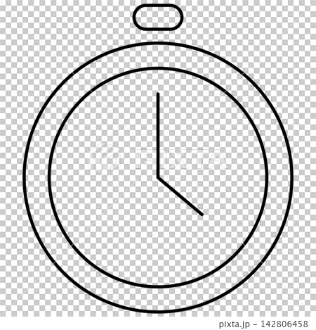 Minimalist black outline icon illustration of a stopwatch timer isolated on transparent background. Line art stroke time measurement clock clip art graphic design element for speed assets. Minimalist black outline icon illustration of a stopwatch timer isolated on transparent background. Line art stroke time measurement clock clip art graphic design element for speed assets. 142806458